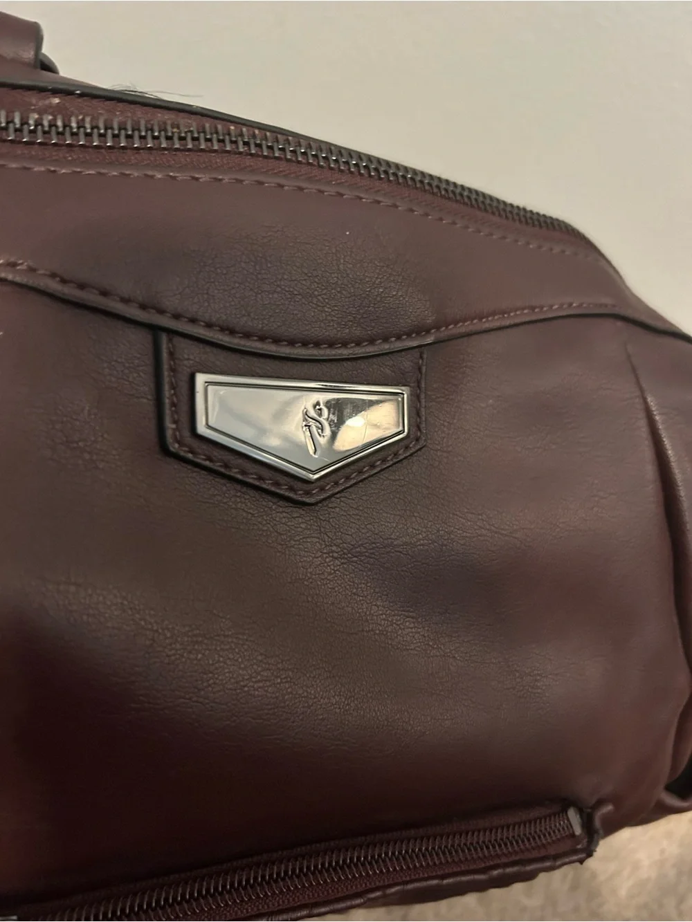 Simply Vera Vera Wang Brown Faux Leather Backpack Purse Quilted Pocket Academia